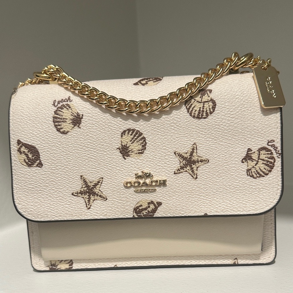 Coach Mini Klare Crossbody Bag With Shell Print Gold/Chalk Multi CBI18